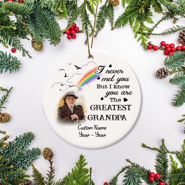 Grandpa Memorial Ornament - Greatest Grandpa, Christmas in Heaven Remembrance Home Decor, Memorial Gift for Baby Loss of Grandpa| NOM132