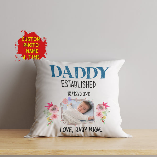 New Dad Personalized Pillow (Insert Included) Custom Photo First Father's Day Gift 1-side Print| NPL80