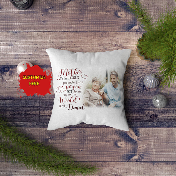 Personalized Mom Pillow - To Me You Are The World, Mother's Day Gift Best Mom Ever Birthday Christmas| NPL17