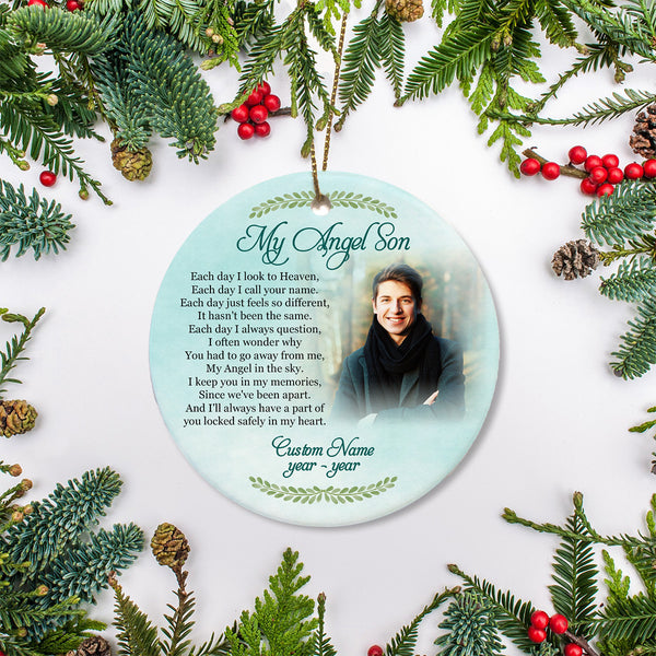 Son Memorial Ornament - My Angel Son, Christmas in Heaven, Son Remembrance Home Decor, Memorial Gift for Loss of Son in Memory, Loss of Child| NOM186