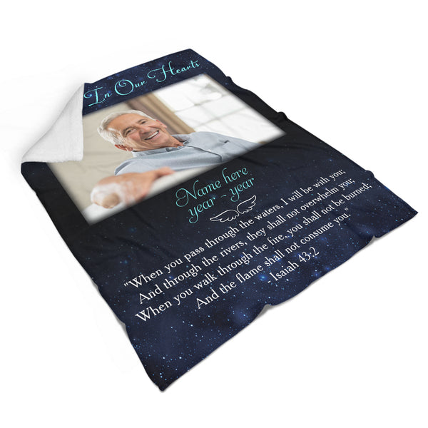 Personalized Memorial Blanket, Always in Our Heart| Remembrance Throw Blanket, Memorial Sympathy Gift| N1722
