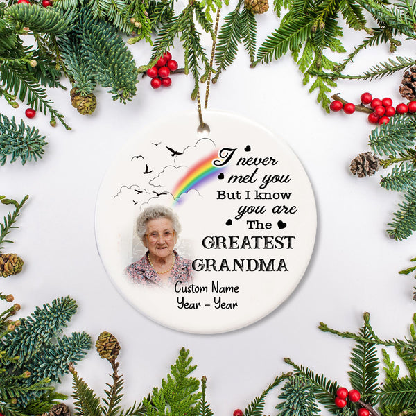 Grandma Memorial Ornament - Greatest Grandma, Christmas in Heaven Remembrance Home Decor, Memorial Gift for Baby Loss of Grandma| NOM133