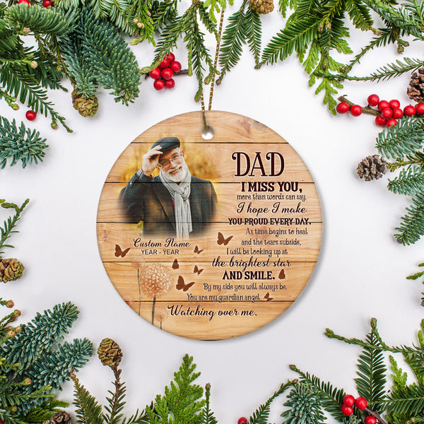 Dad Memorial Ornament - Dad I Miss You, Christmas Dad Remembrance Home Decor, Memorial Gift for Loss of Father in Memory| NOM194