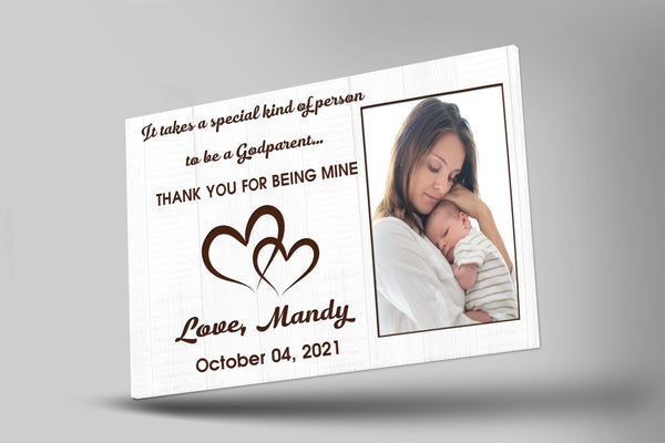 Personalized Godparents Gift| Photo Canvas Custom Gift for Godfather Godmother| Baptism Gift Christening Gift for Godmother Godfather| JC730