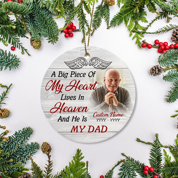 Dad Remembrance Ornament - Personalized Angel In Heaven Christmas Sympathy Gift For Loss Of Father ODT119