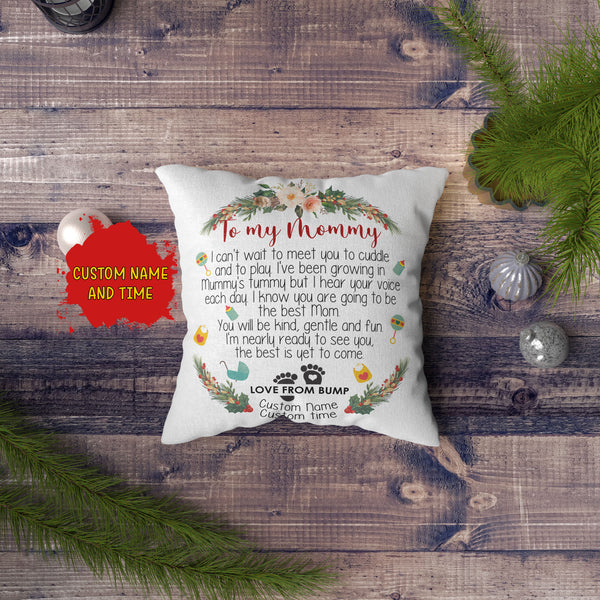 1st Time Mother| Mommy Can't Wait Meet You Custom Pillow| Mom To Be New Mom First Mother's Day Gift| JPL23