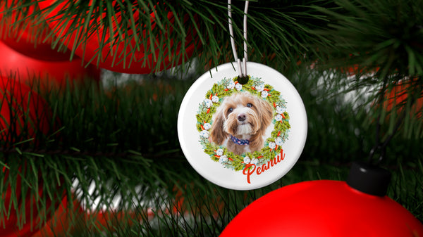 Custom Pet Photo Ornament, Cute Ornament Xmas Decor for Pet Owners, Dog Mom, Dog Dad, Personalized Dog Picture Ornament| NOM05