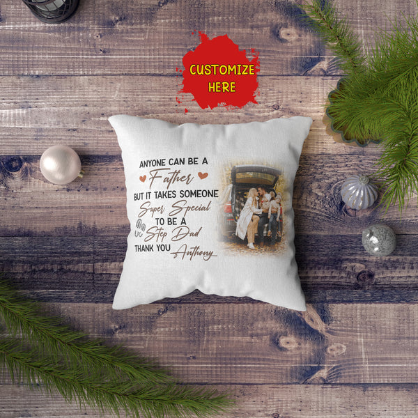 Bonus Dad Personalized Pillow (Insert Included) Father's Day Gift Custom Stepdad Pillow 1-side Print| NPL131