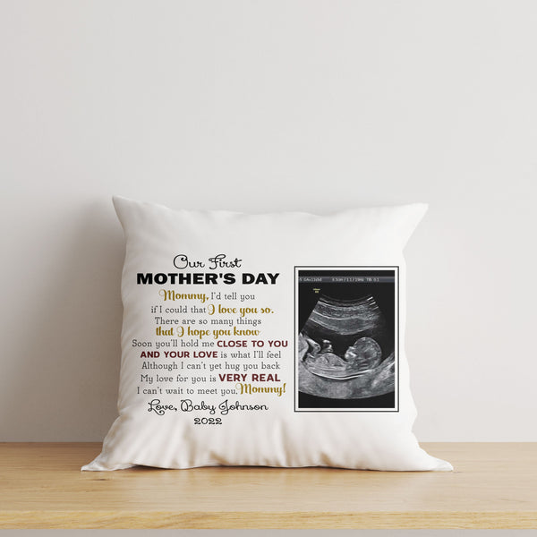 First Mother's Day Custom Sonogram Pillow, Mom to Be 1st Time Mother, New Mom Pregnant Mom Gift| NPL34