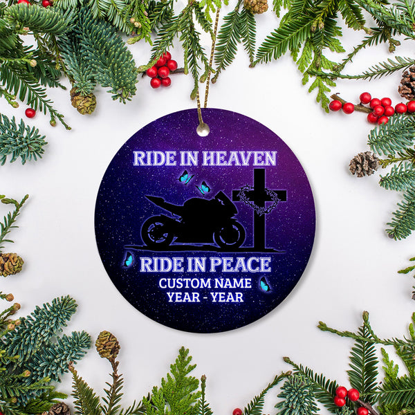 Personalized Memorial Ornament Sympathy Gift for Motorcycle Lovers Christmas Remembrance Home Decor ODT13