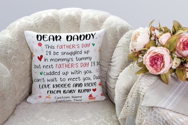 Personalized New Dad Pillow| First Father's Day Gift for Husband, Expecting Father, Dad To Be| JPL62