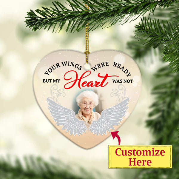 Personalized Memorial Ornament - Your Wings Were Ready, Christmas in Heaven Remembrance Decor, Memorial Gift for Loss of A Loved One| NOM103