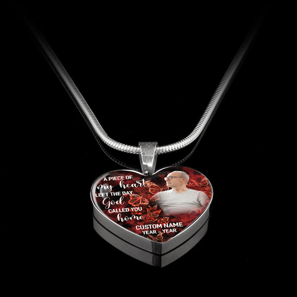 Custom rememberance necklace with photo| A piece of my heart| Memorial jewelry sympathy loss gift NNT25