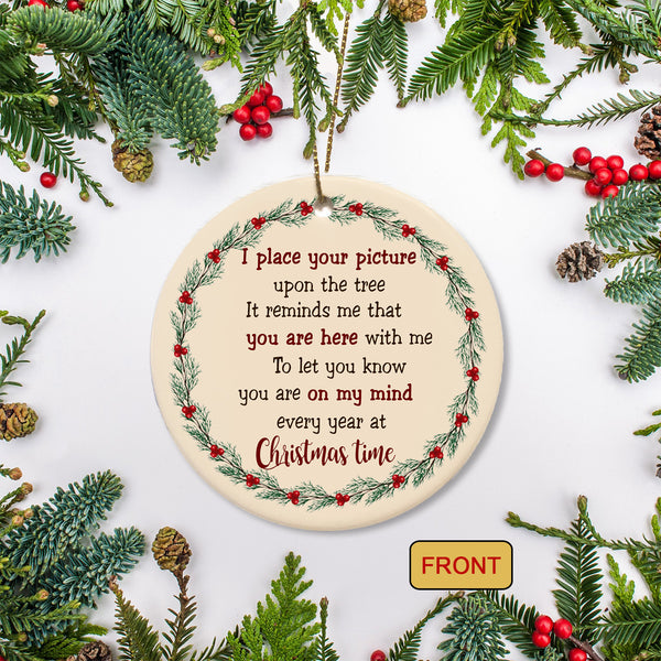 Personalized Memorial Circle Ornament - Place Your Picture Upon The Tree Ornament Custom 2 Sided Ornament Christmas Memorial Gift Remembrance Ornament for Deceased Loved One - JOR45