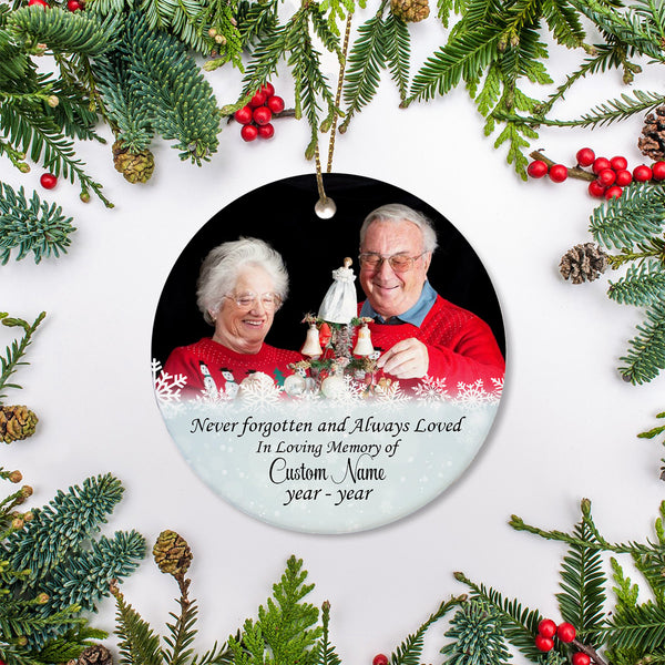 Memorial Ornament | Never Forgotten And Always Loved - Custom Ornament Christmas | Sympathy Ornament | Remembrance Ornament | Bereavement Gift for Loss in Christmas | TD41