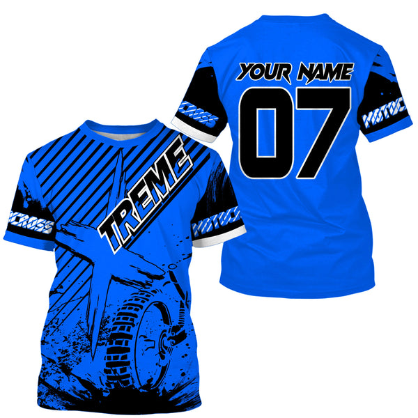 Custom blue MX jersey shirt UV extreme kid&adult Motocross dirt bike racing off-road motorcycle PDT177