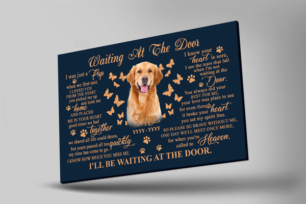Personalized Dog Memorial Canvas| Waiting At The Door - Dog Memorial Gift, Dog Remembrance Gift for Dog Owner, Sympathy Gift for Loss of Dog| JCD799