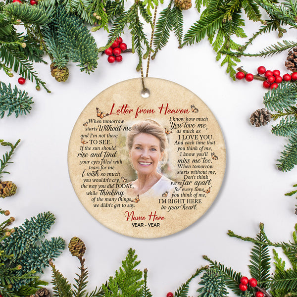 Personalized Memorial Ornament - Letter from Heaven, Christmas Remembrance Decor, Memorial Gift for Loss of A Loved One| NOM181