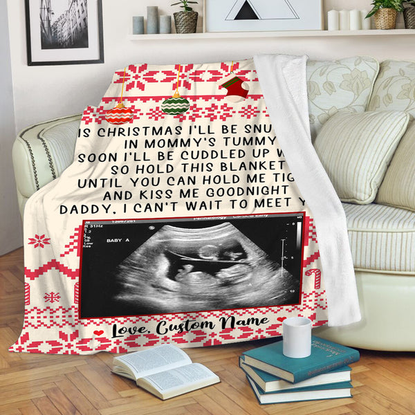 Personalized Gift for Dad| I Can’t Wait to Meet You Daddy Custom Ultrasound Blanket Gifts from Bump AP334