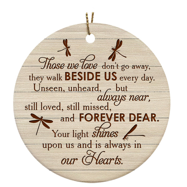 Personalized Memorial Circle Ornament - Always In Our Heart Dragonfly Ornament Ceramic 2 Sided Ornament Christmas Memorial Sympathy Remembrance Ornament for Loss of Loved One - JOR44