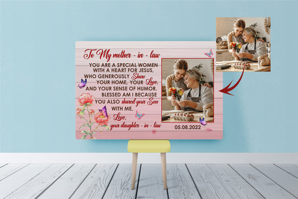 Personalized Mother Day Gifts| to My Mother-In-Law Canvas, Mother-in-Law Gift, Best Mother-in-Law, Mother-in-Law Birthday Gift, Gifts for Mother In Law on Mother’ Day| AP582