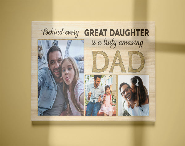 Dad & Daughter Personalized Canvas Fathers Day Gift for Daddy Amazing Dad Birthday Christmas Keepsake| N2548