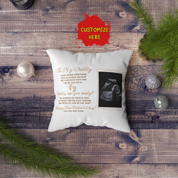 Dad to Be Personalized Pillow (Insert Included) Custom Sonogram First Fathers Day Gift 1-side Print| NPL132