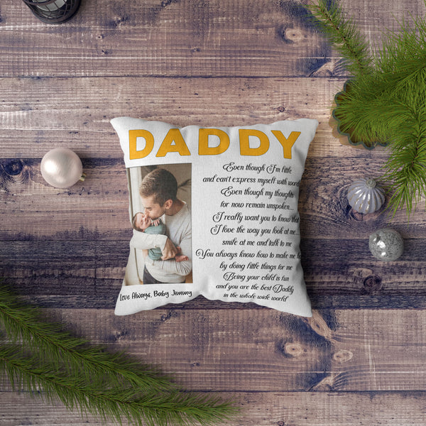 New Dad Personalized Pillow (Insert Included) Custom Photo First Father's Day Gift 1-side Print Case| NPL43