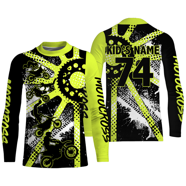 Dirt bike freestyle kid men women custom MX jersey UPF30+ green Motocross off-road racing shirt PDT63