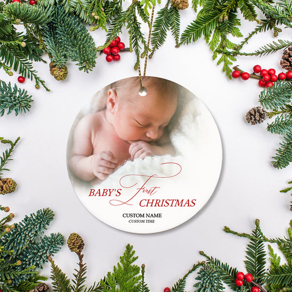 Baby's First Christmas Ornament - Custom Photo Ornament| Gift for Him Husband Expecting Dad Baby Reveal Gift New Dad Gift for First Christmas| JOR03