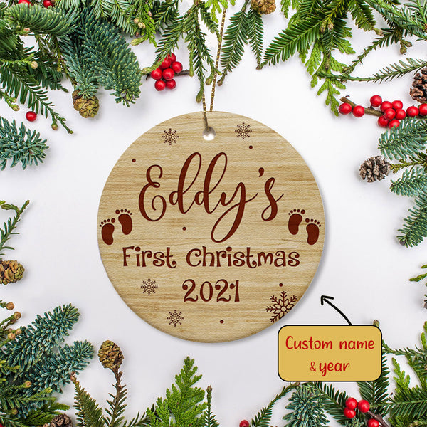 Custom Baby's First Christmas Ornament - Personalized Ornament for Baby Girl Baby Boy| Christmas Ornament for Baby Baby Reveal Gift Baby Announcement Ornament Gift for Family| JOR06