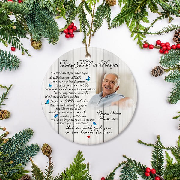 Dad Memorial Ornament - Dear Dad in Heaven, Christmas Dad Remembrance Home Decor, Memorial Gift for Loss of Father in Memory| NOM180