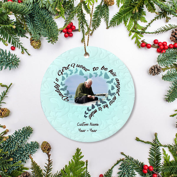 Dad Memorial Ornament - Daddy's Girl, Christmas Dad Remembrance Home Decor, Memorial Gift for Loss of Father in Memory| NOM196
