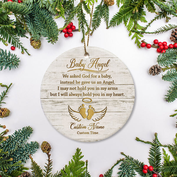 Miscarriage Memorial Ornament Personalized Baby Angel Christmas Sympathy Gift Pregnancy Loss NOM318