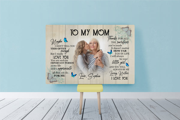 Personalized Mom Canvas - To My Mom Mother's Day Butterfly Gift, Thoughtful Gift I Love You Mom| N2457