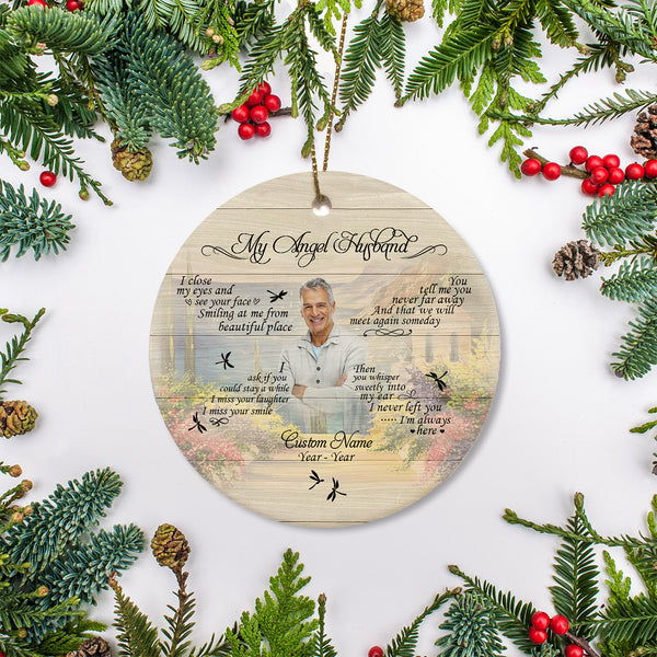 Husband Memorial Ornament - My Angel Husband, Christmas in Heaven, Husband Remembrance Home Decor, Memorial Gift for Loss of Husband| NOM167