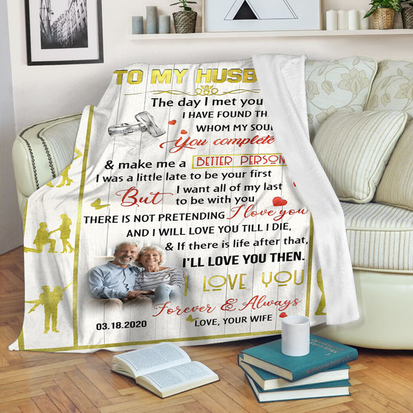 Customized Love Blanket to My Husband|  Personalized Blanket for Husband from Wife|  The Day I Met You| How We Dance in Life  Together| Anniversary Blanket for Him  on Birthday, Christmas BP46 Myfihu