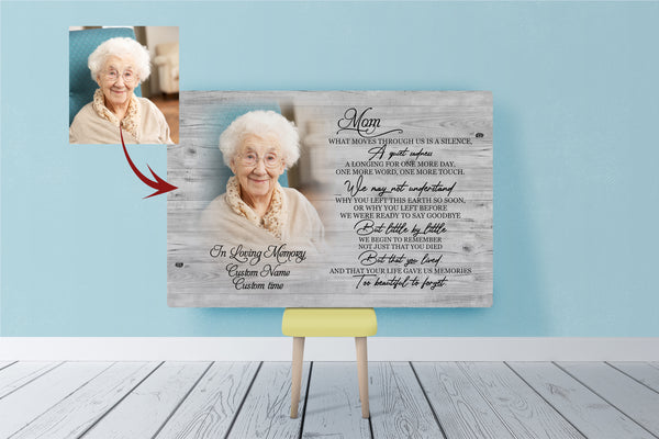Mom Memorial Canvas| Personalized Photo| Too Beautiful to Forget| Mom Remembrance, In Heaven Mother Memorial| Sympathy Gift, Memorial Gift for Loss of Mother, In Memory of Mom| N2346