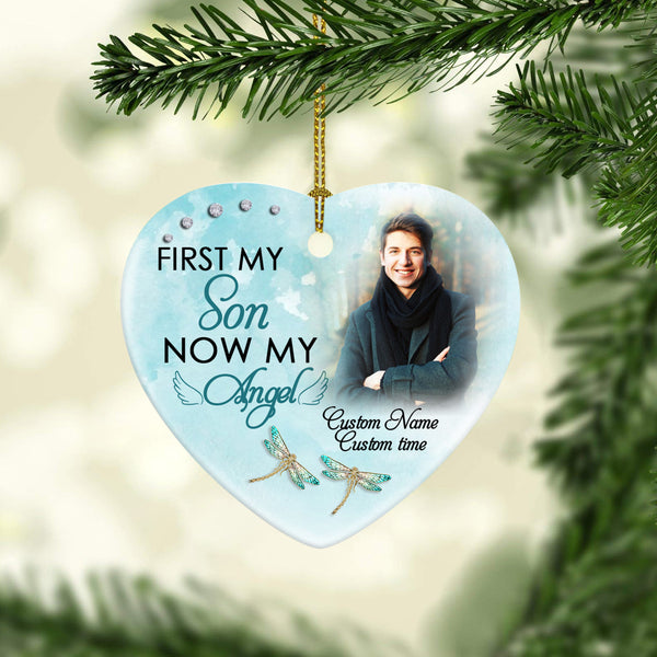 Custom Memorial Ornament - My Angel Son, Christmas in Heaven, Remembrance Home Decor, Memorial Gift for Loss of Son, In Loving Memory of Son| NOM54