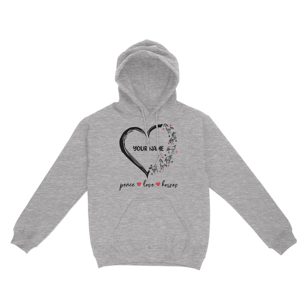 Peace love horses tattoo customized name horse shirt for girl, horse shirts D06 NQS2908 - Standard Hoodie