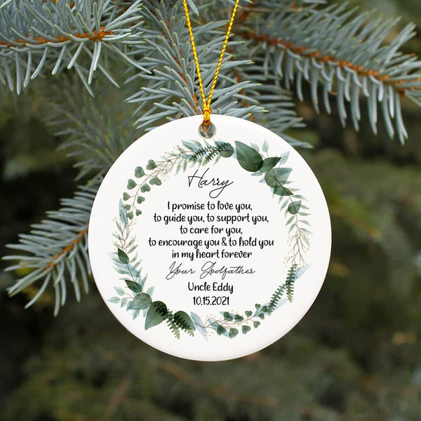 Personalized Ornament from Godparents Godmother Godfather Promise To Godchild - Christening Baptism Gift Godchild Ornament Gift - Christmas Ornament  for Godchild - JOR18