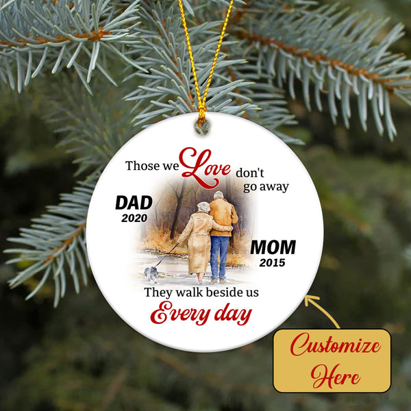 Dad & Mom Memorial Ornament - Old Couple Christmas in Heaven, Christmas Remembrance Home Decor, Memorial Gift for Loss of Parents| NOM116