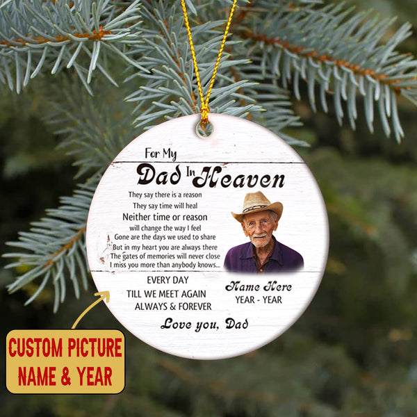 Dad Memorial Ornament - Until We Meet Again, Christmas in Heaven, Dad Remembrance Home Decor, Memorial Gift for Loss of Father in Memory| NOM173