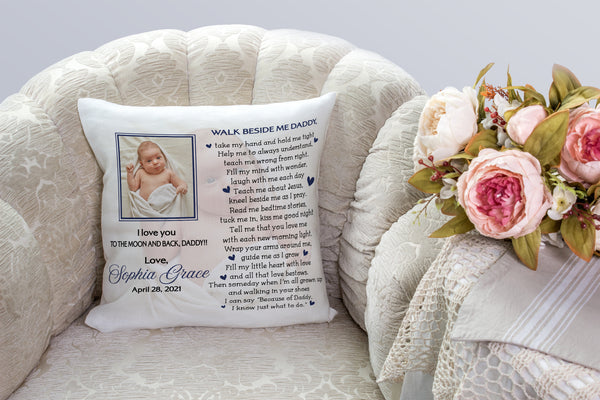 New Dad Personalized Pillow (Insert Included) Custom Photo Happy First Father's Day Gift 1-side Print| NPL98