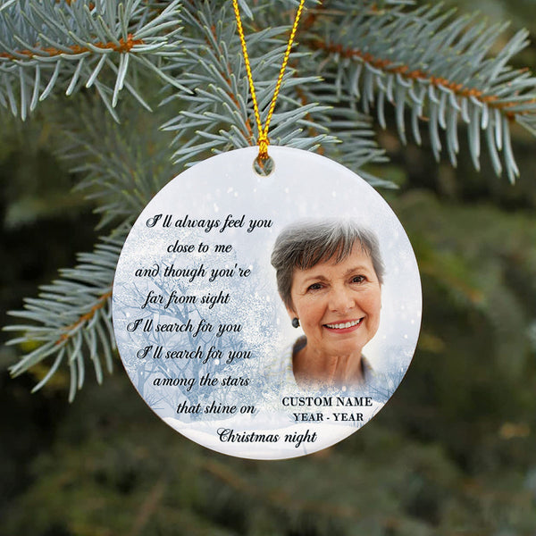 Personalized Memorial Ornament - Christmas in Heaven, Remembrance Home Decor, Memorial Gift for Loss of A Loved One, Loss of Mother Father| NOM77