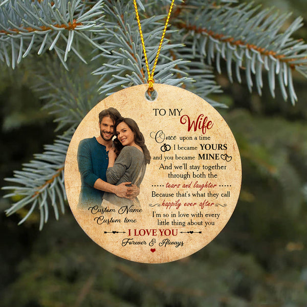 To My Wife Ornament - Personalized Photo Christmas Ornament for Wife, Couple Ornament, First Christmas Marriage| NOM166