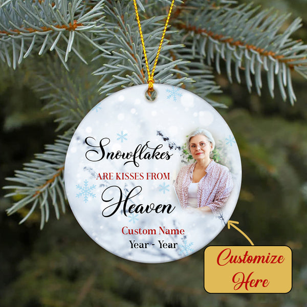 Personalized Memorial Ornament - Kisses from Heaven, Christmas Remembrance Home Decor, Memorial Gift for Loss of A Loved One| NOM98