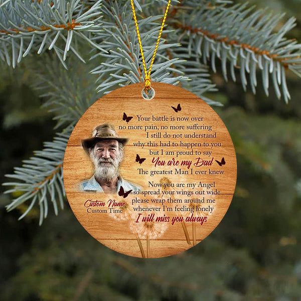 Dad memorial ornament - Custom dad remembrance ornament, memorial gift for loss of father in memory| ONT17