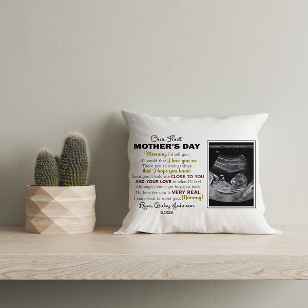 First Mother's Day Custom Sonogram Pillow, Mom to Be 1st Time Mother, New Mom Pregnant Mom Gift| NPL34