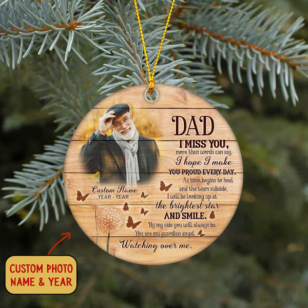 Dad Memorial Ornament - Dad I Miss You, Christmas Dad Remembrance Home Decor, Memorial Gift for Loss of Father in Memory| NOM194